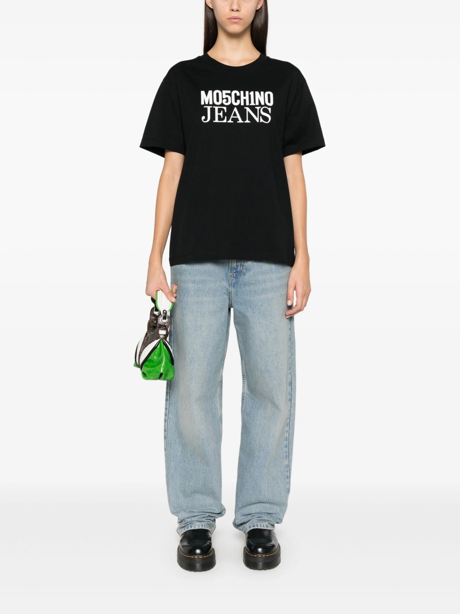 Blugi drepti MOSCHINO JEANS albastri din bumbac - Img 2