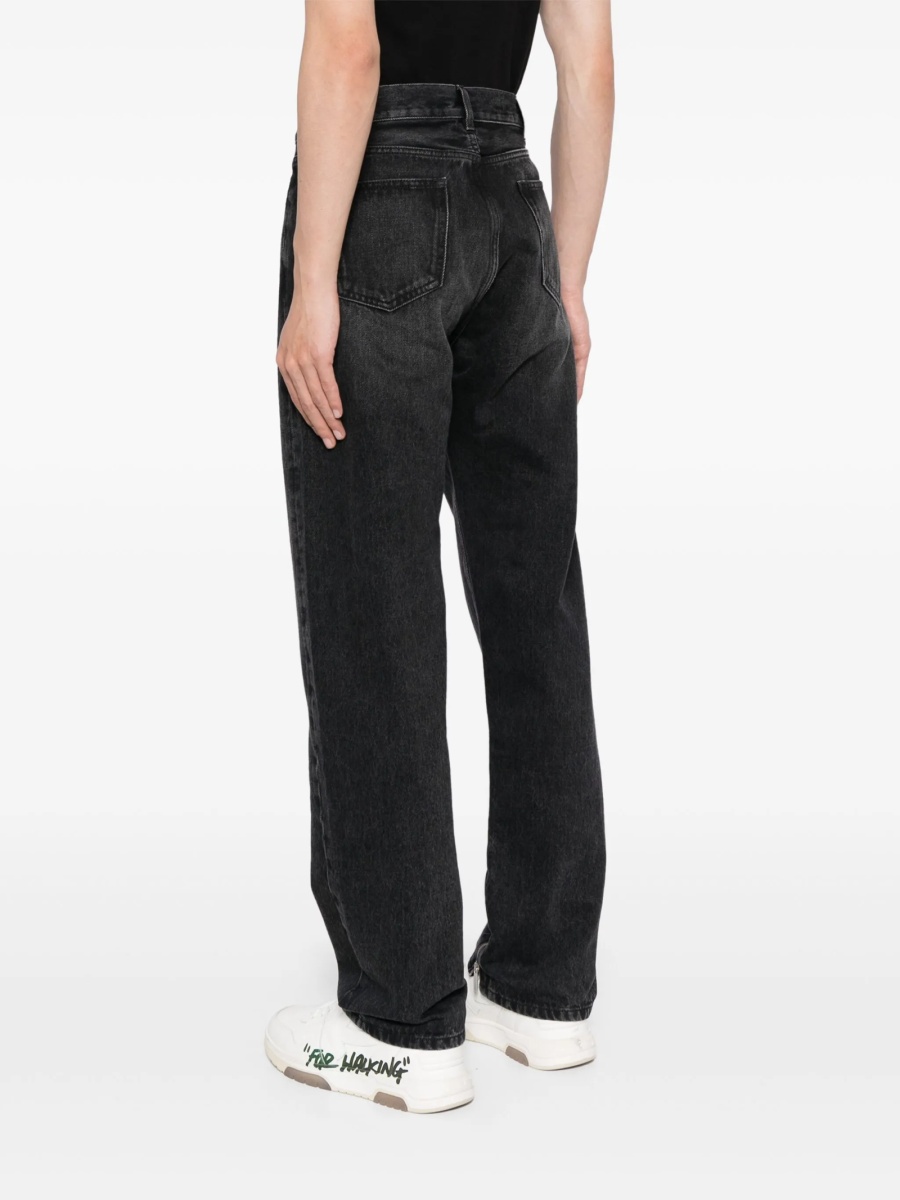 Blugi drepti Off-White negri din bumbac - Img 4