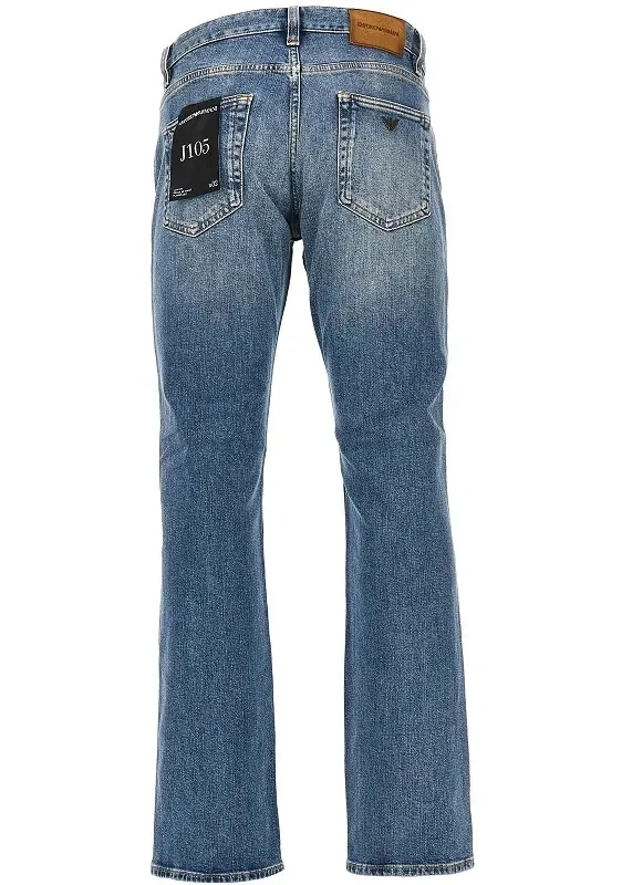 Blugi Emporio Armani albastri din denim - Img 3