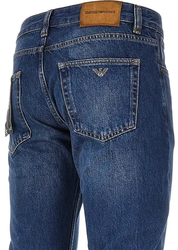 Blugi Emporio Armani albastri din denim - Img 4