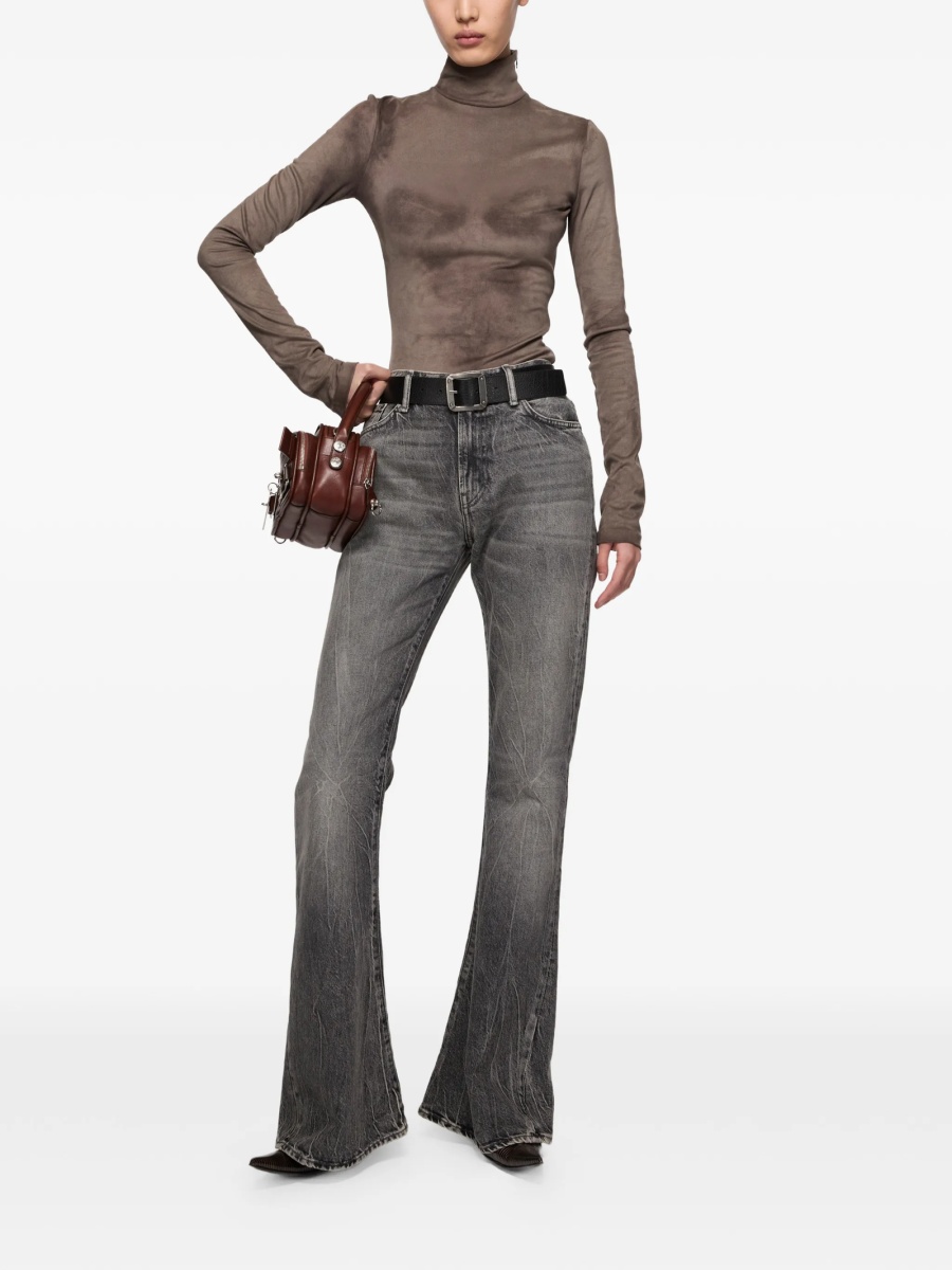 Blugi evazati Acne Studios negri din lyocell si bumbac organic - Img 2