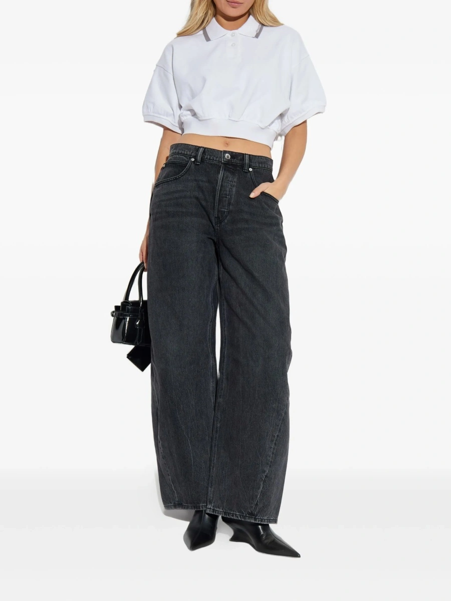 Blugi evazati Alexander Wang gri din bumbac - Img 2