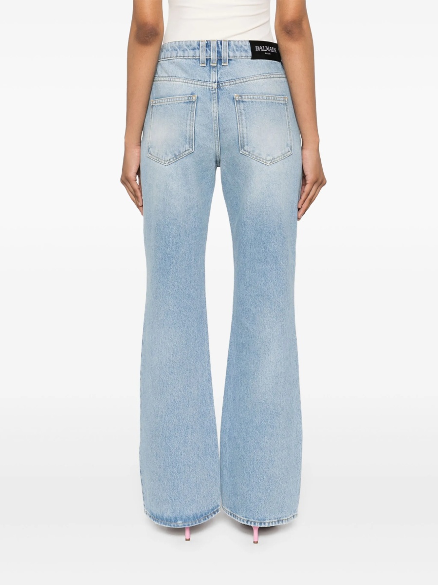 Blugi evazati Balmain albastri din bumbac - Img 4