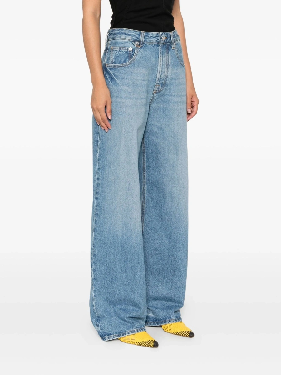 Blugi evazati JACQUEMUS albastri din bumbac - Img 3