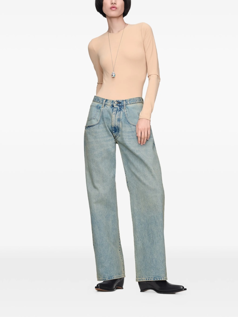 Blugi evazati Maison Margiela albastri din bumbac - Img 2
