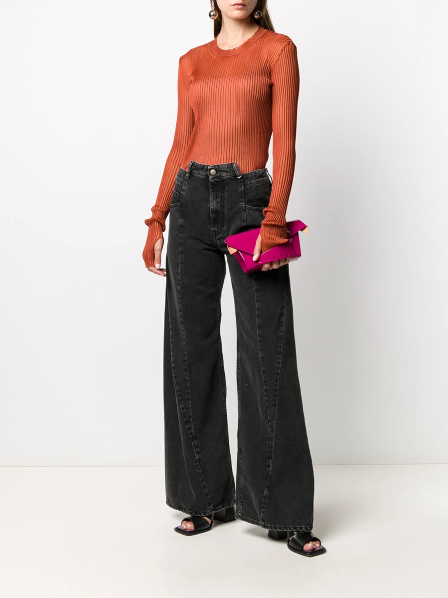 Blugi evazati Maison Margiela negri din bumbac - Img 2