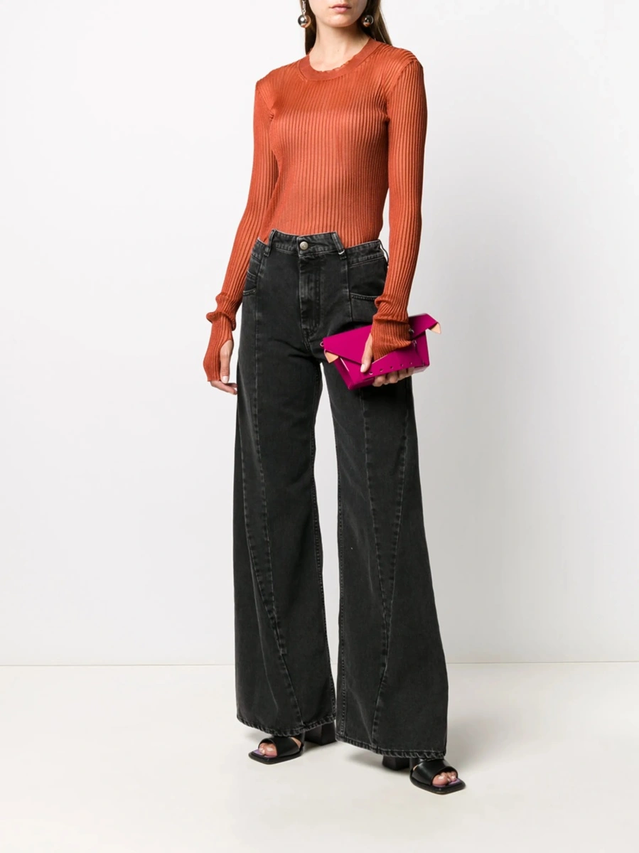 Blugi evazati Maison Margiela negri din bumbac - Img 2