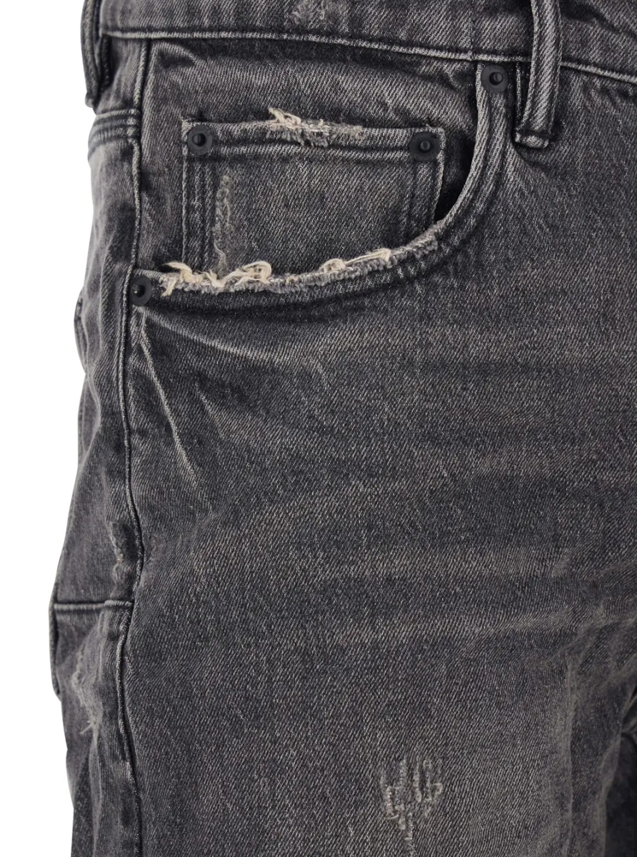 Blugi Flared Jeans with Crumpled Effect in Black Denim for Men - Img 3