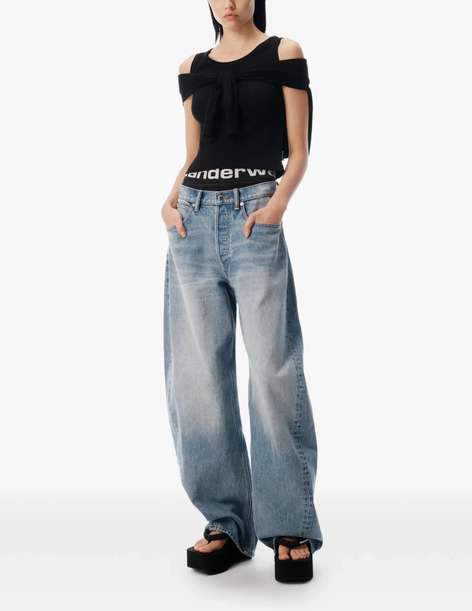 Blugi Layered belt logo-waist Jeans - Img 4