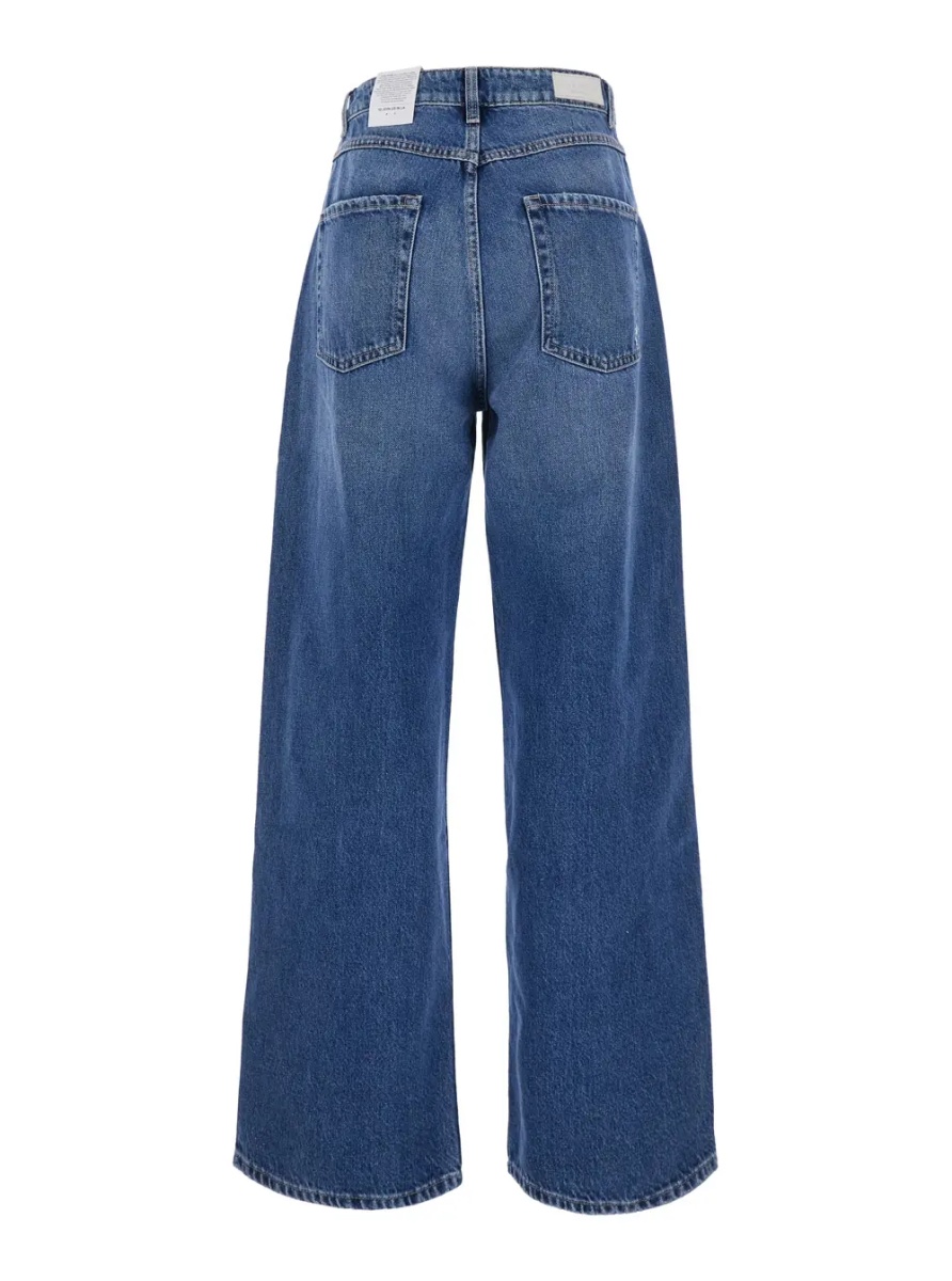 Blugi 'Poppy' Blue Jeans with logo patch on the back and wide leg in denim women - Img 2