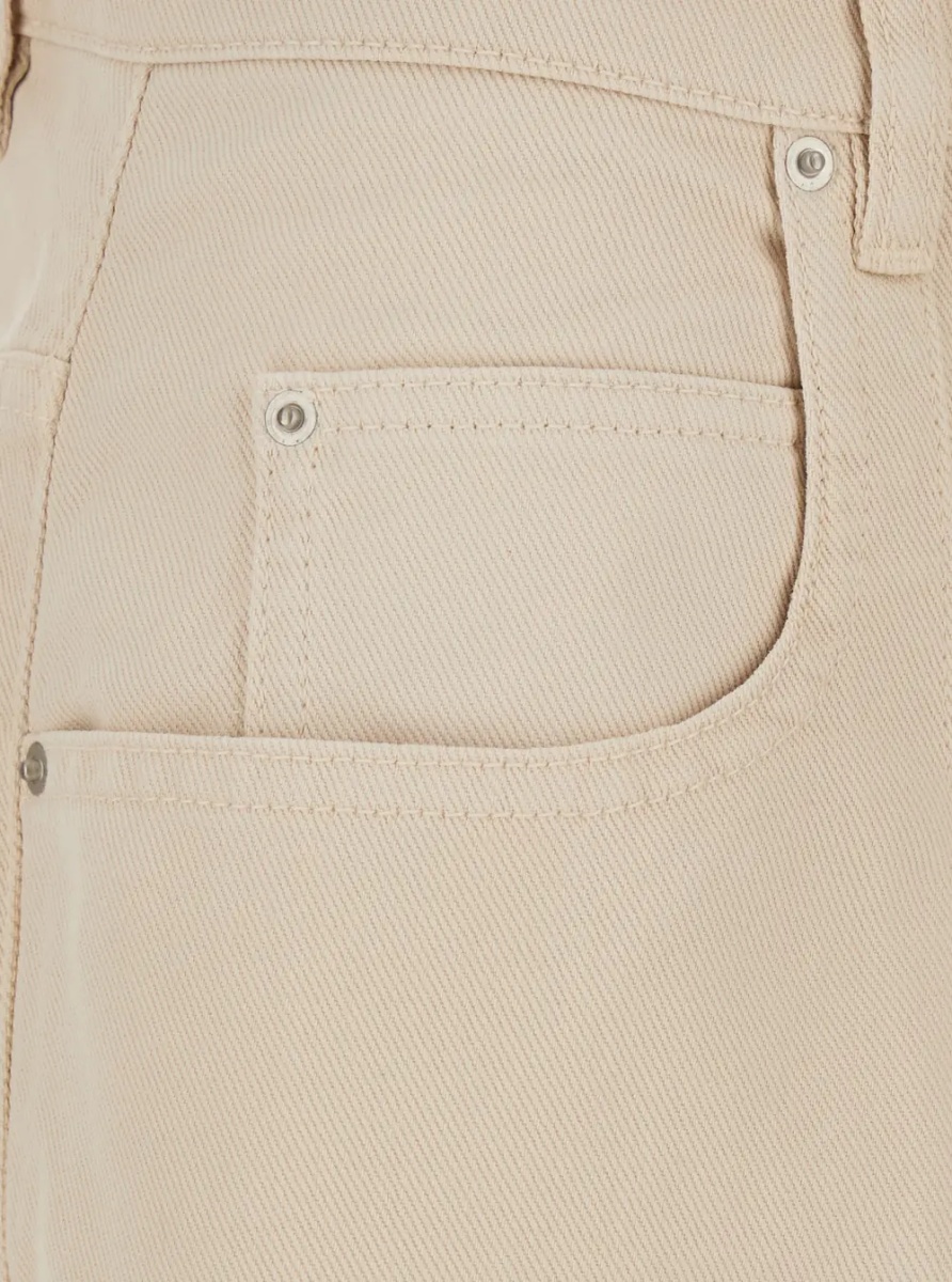 Blugi 'Rodayna' Beige Jeans with Logo Patch on the Back and Wide Leg in Denim for Women - Img 3