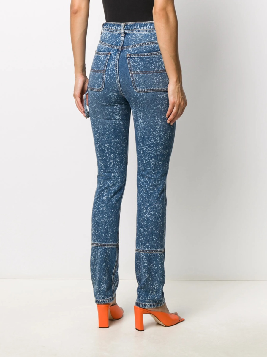 Blugi Skinny MSGM albastri din bumbac - Img 4