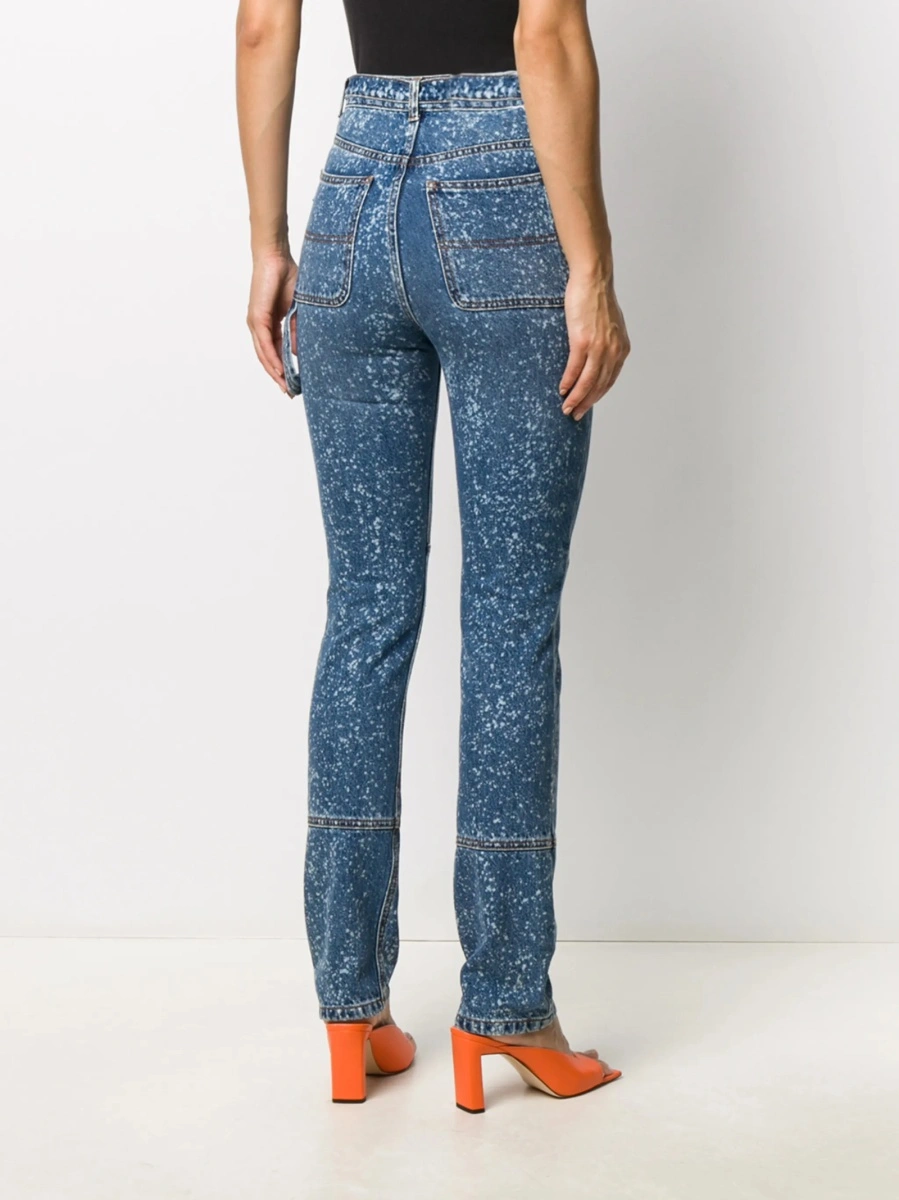 Blugi Skinny MSGM albastri din bumbac - Img 4