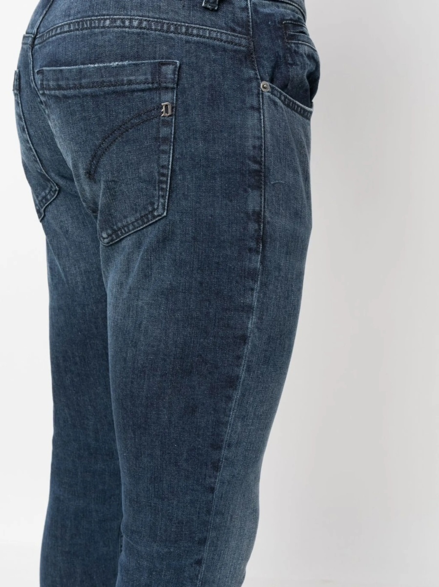 Blugi slim fit Dondup albastri din bumbac si spandex/elastan - Img 5