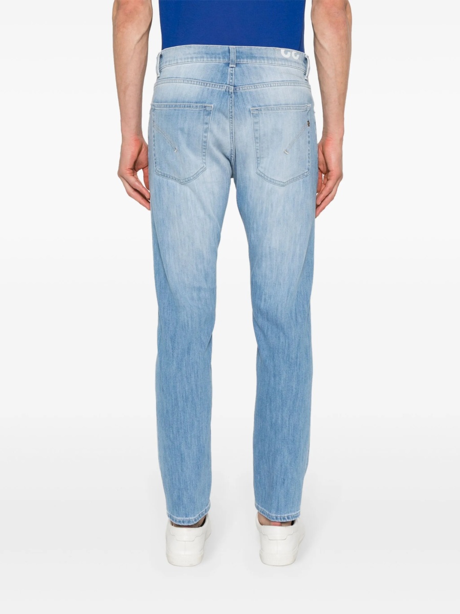 Blugi slim fit Dondup albastri din multiester si bumbac - Img 4