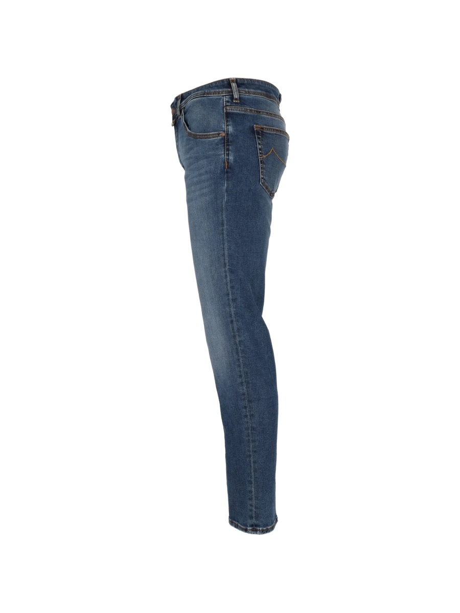 Blugi slim fit Jacob Cohen albastri din elastan si bumbac - Img 3