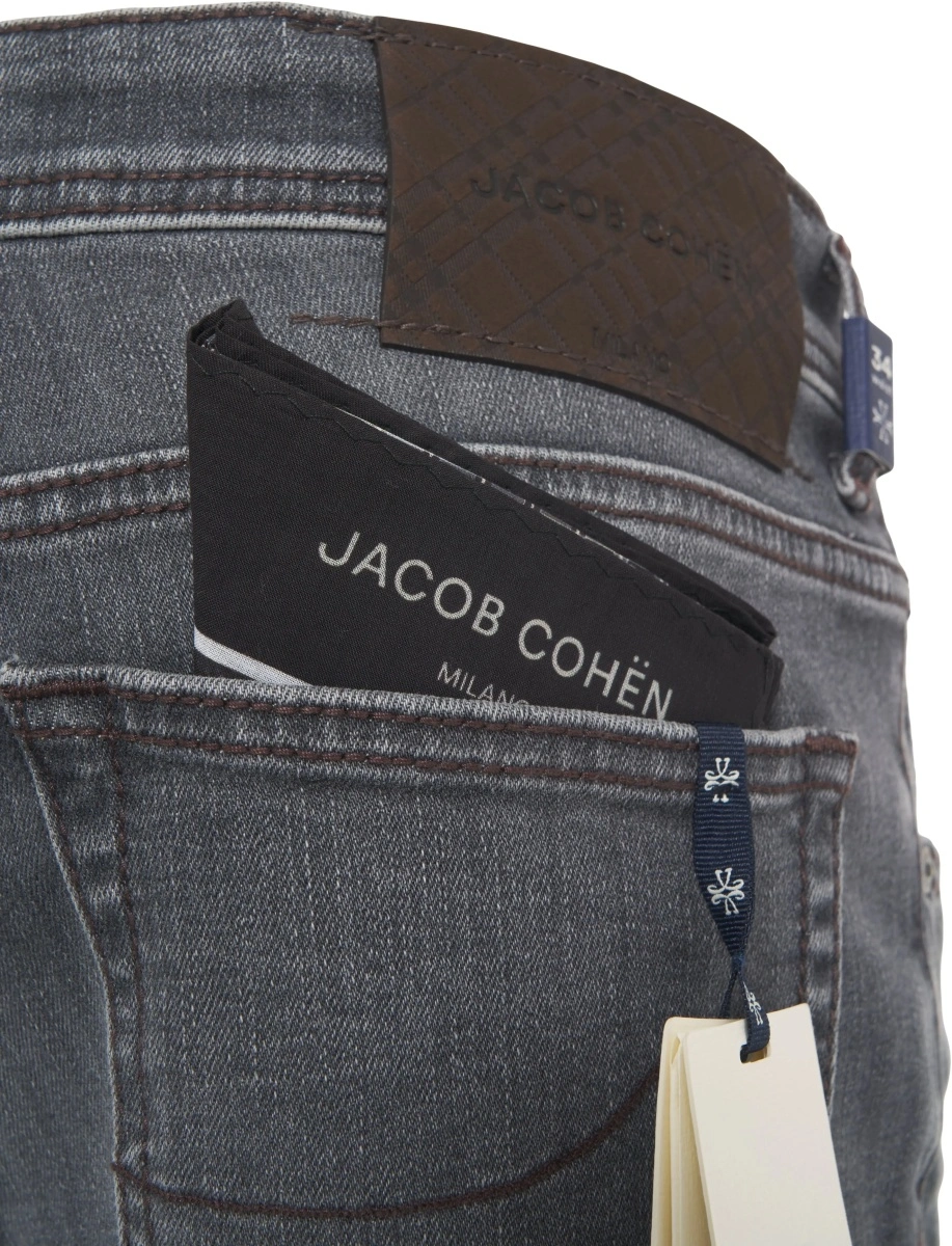 Blugi slim fit Jacob Cohen gri din denim - Img 5