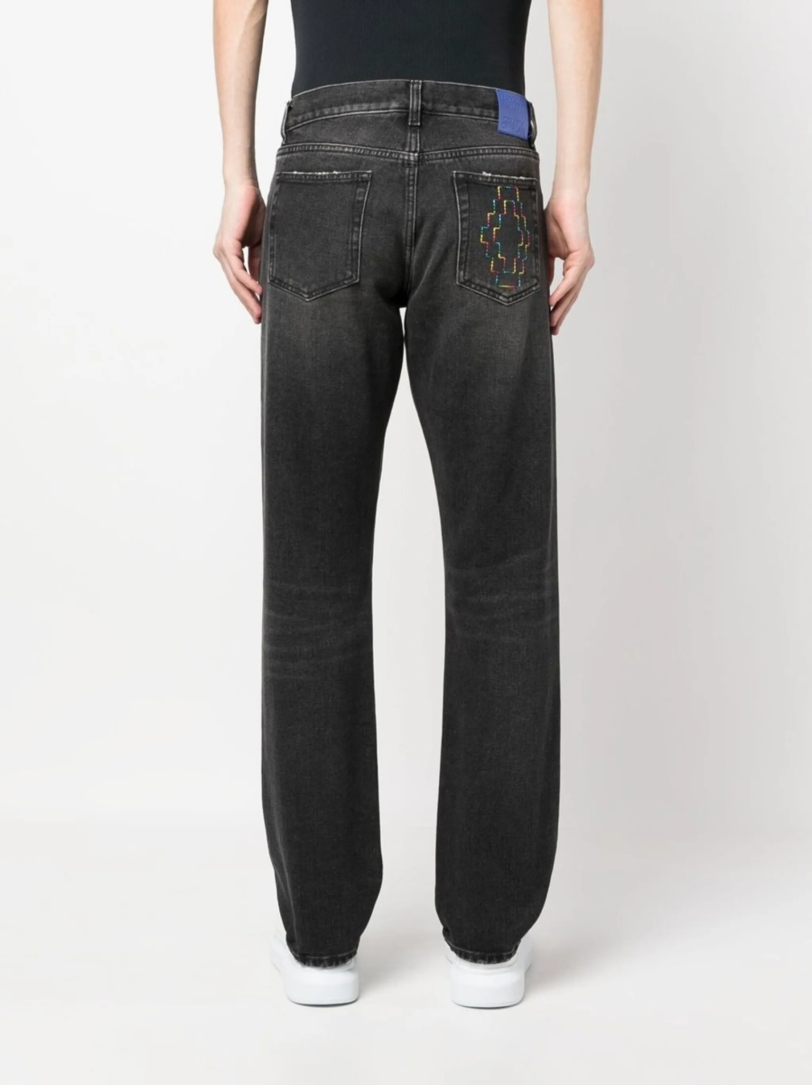 Blugi slim fit Marcelo Burlon negri din polyester si bumbac - Img 4