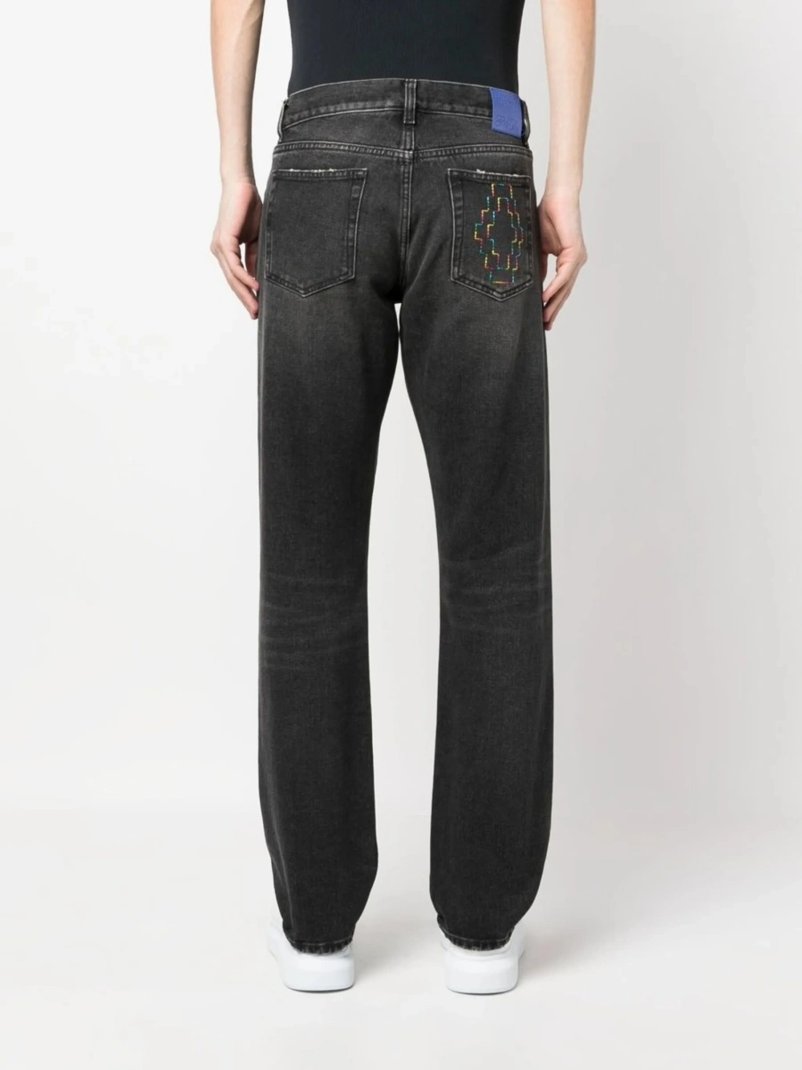 Blugi slim fit Marcelo Burlon negri din polyester si bumbac - Img 4