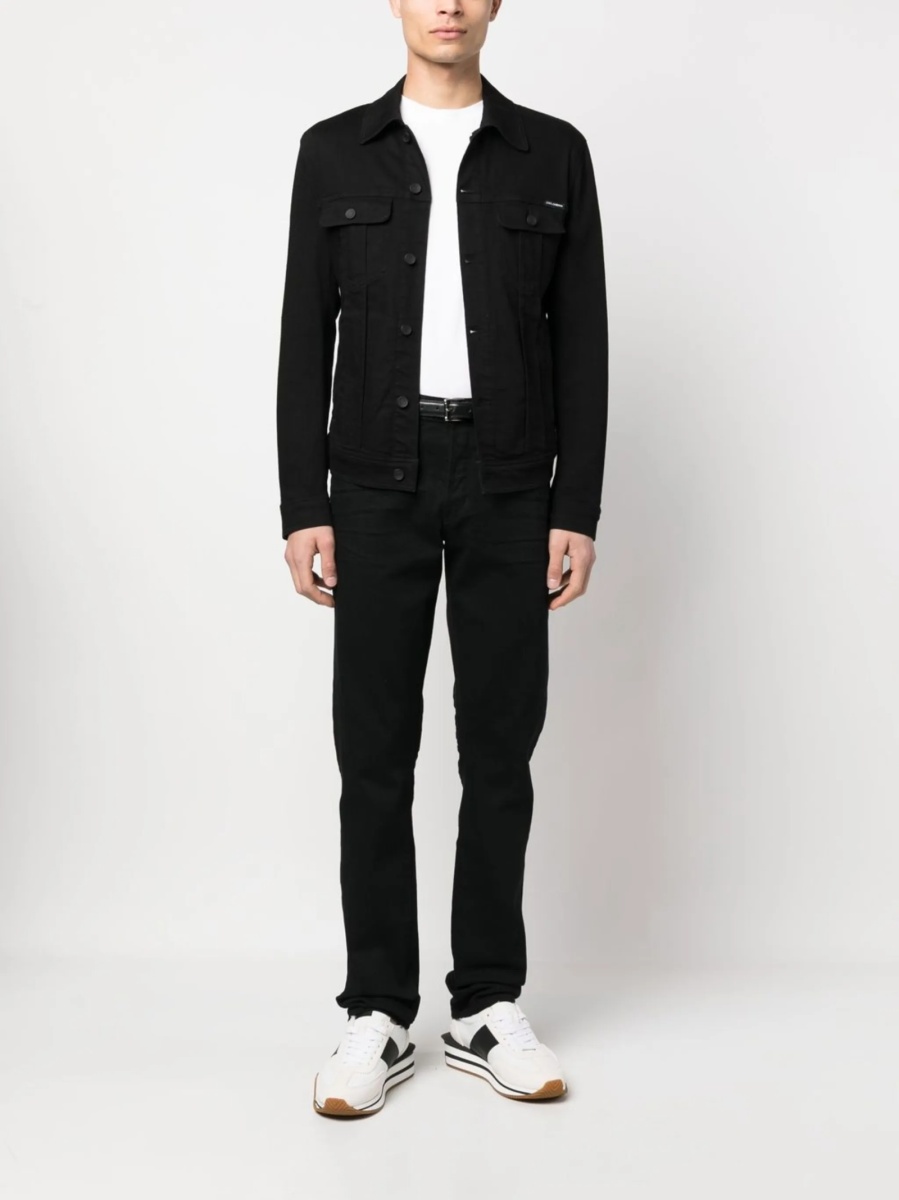 Blugi slim fit Tom Ford negri din poliuretan si bumbac - Img 2