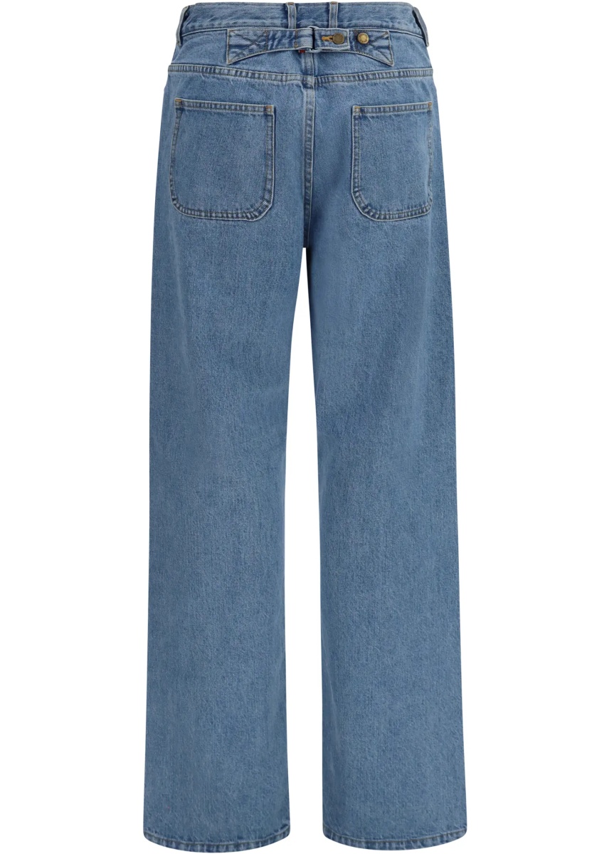 Blugi Straight-leg selvedge cotton Jeans with adjustable back strap - Img 2