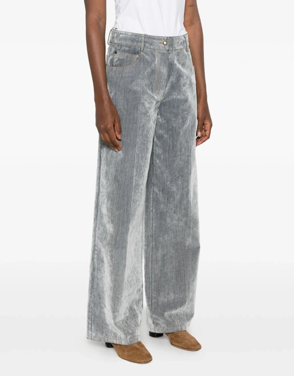 Blugi Wide leg Jeans in flocked denim - Img 5