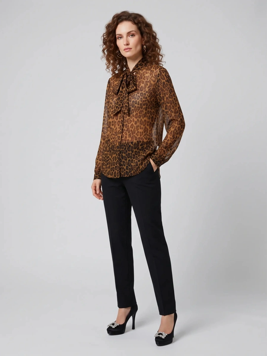 Bluza Animal Print Blouse With Bow - Img 2