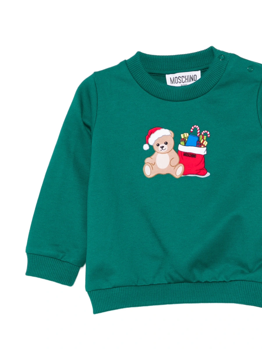 Bluza de trening Moschino verde din bumbac - Img 3