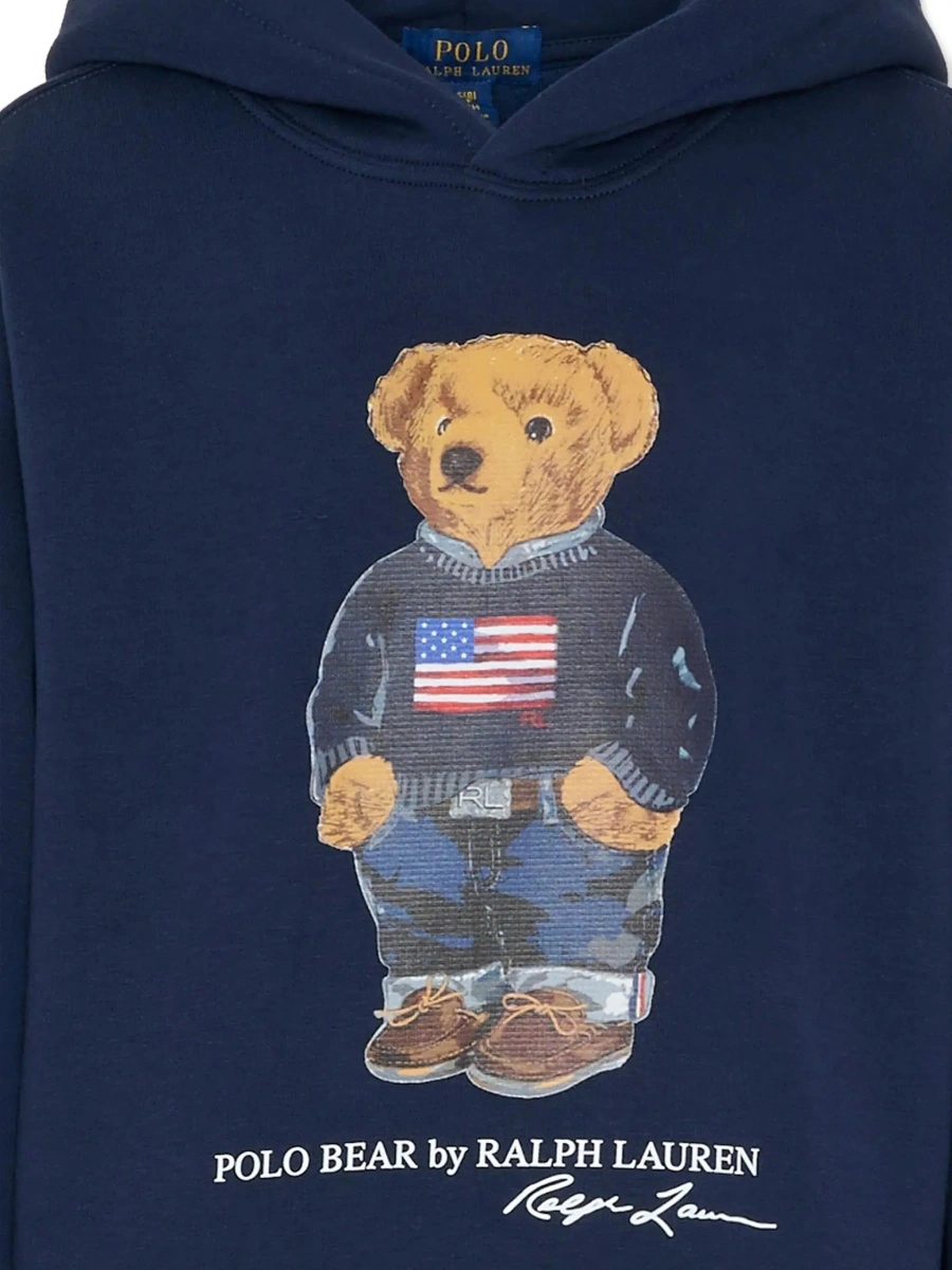 Bluza de trening Ralph Lauren 'Polo Bear' albastra din bumbac - Img 5