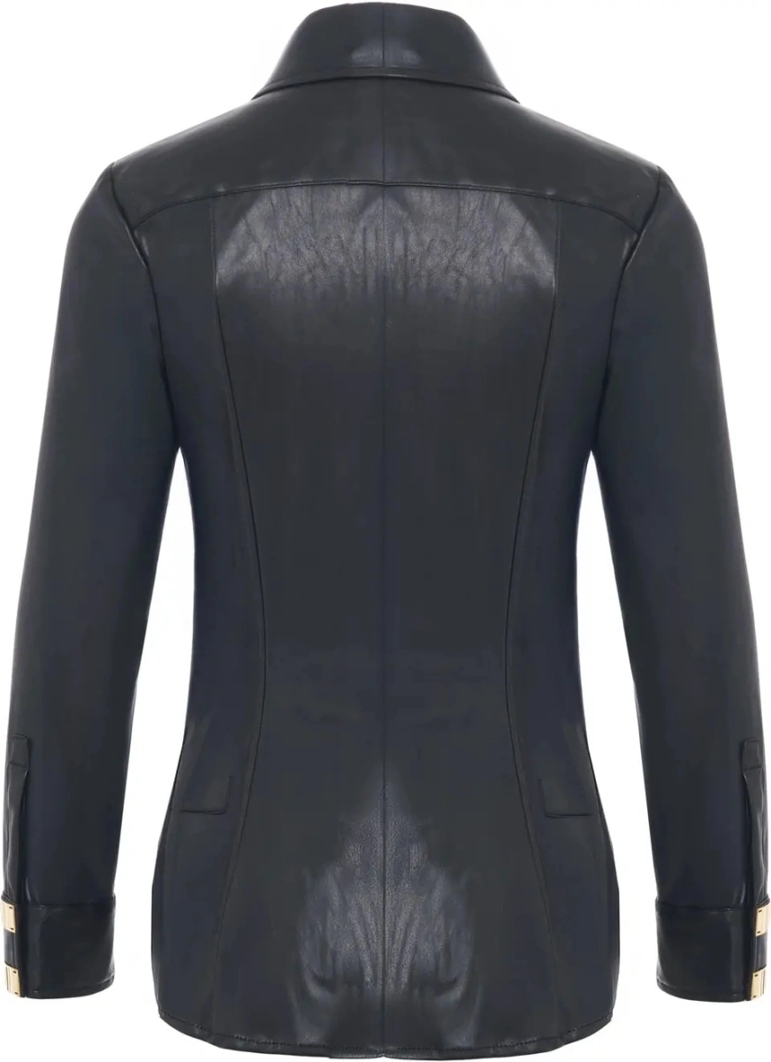 Bluza Elisabetta Franchi neagra din piele ecologica - Img 3