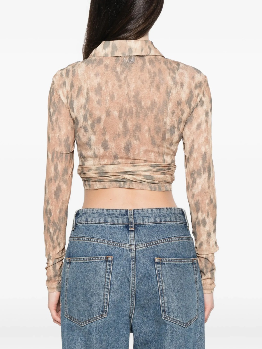Bluza Printed marl mesh tie Blouse - Img 6