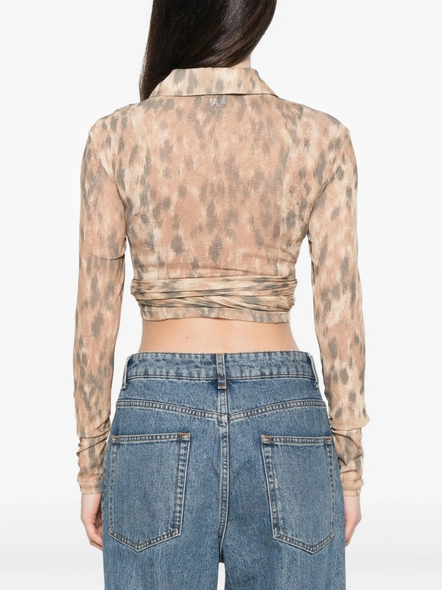 Bluza Printed marl mesh tie Blouse - Img 6