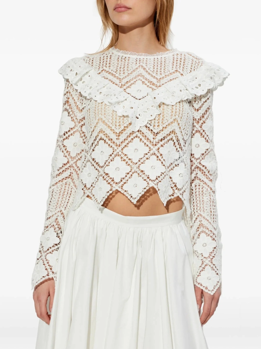 Bluza Top In Crochet Con Inserti In Pizzo - Img 7