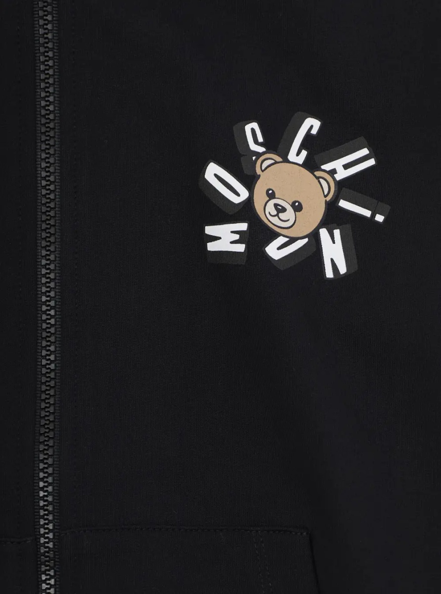 Bluza trening Black Hoodie with Fixed Hood and Front Logo for Kids - Img 3
