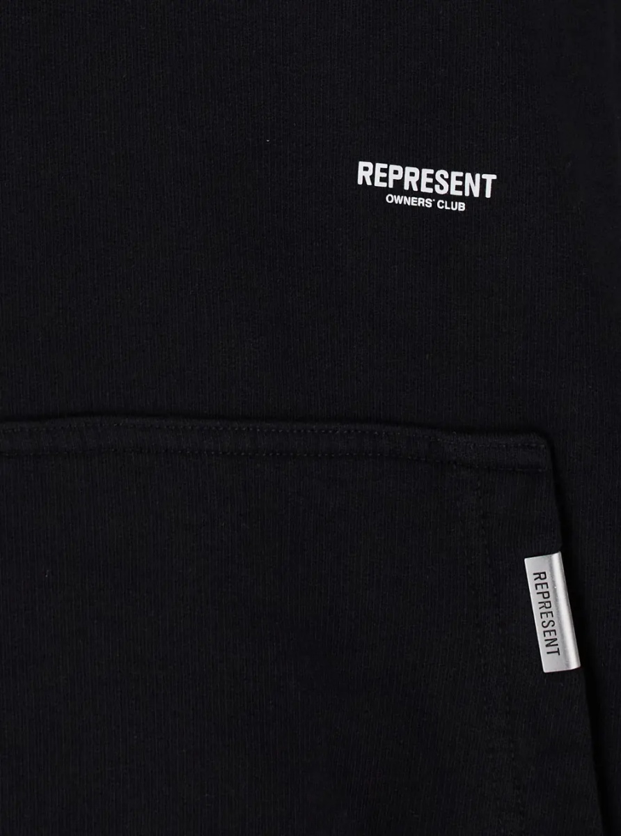 Bluza trening black Hoodie with logo details on front and back in cotton for men - Img 3