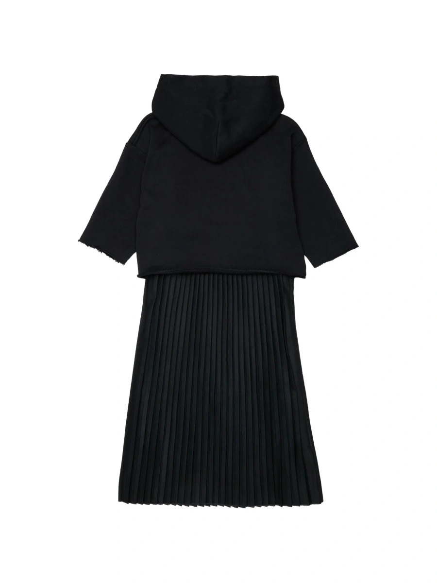 Bluza trening Black Sleeveless dress with matching crop hoodie in blend wool stretch girl - Img 4