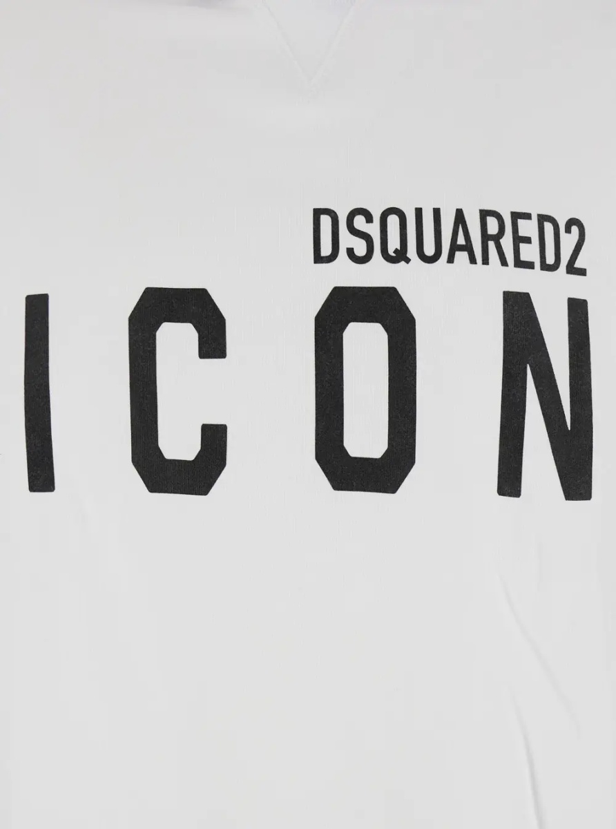 Bluza trening White Hoodie with Front Logo Print in Cotton for Men - Img 3