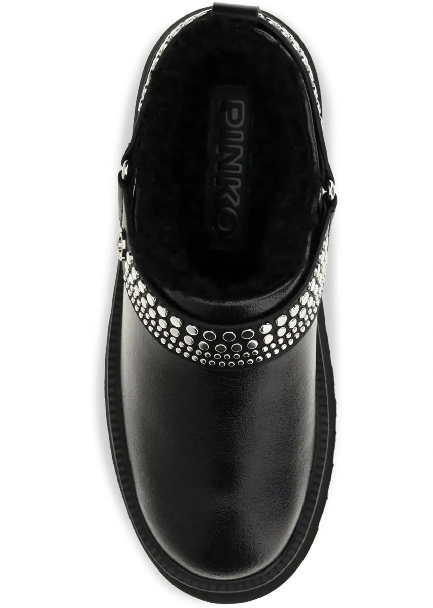 Bocanci casual Pinko negri din piele - Img 4