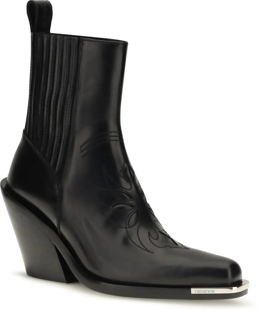 Bocanci casual RABANNE negri din piele - Img 2