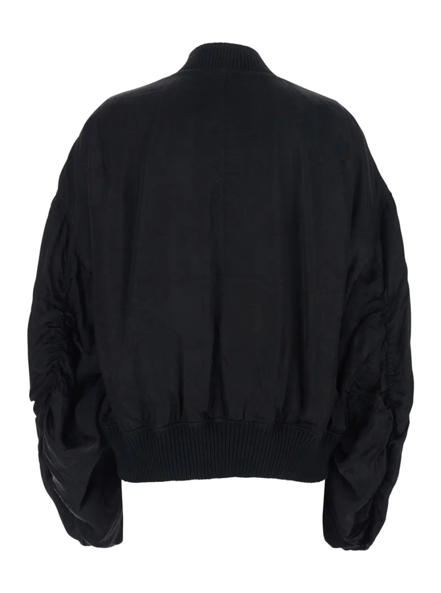 Bomber Bomber Jacket 'Secchia Flight' with Ruched Sleeves in Black for Women - Img 2