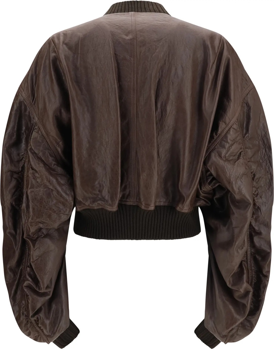 Bomber Cropped leather Bomber Jacket - Img 2
