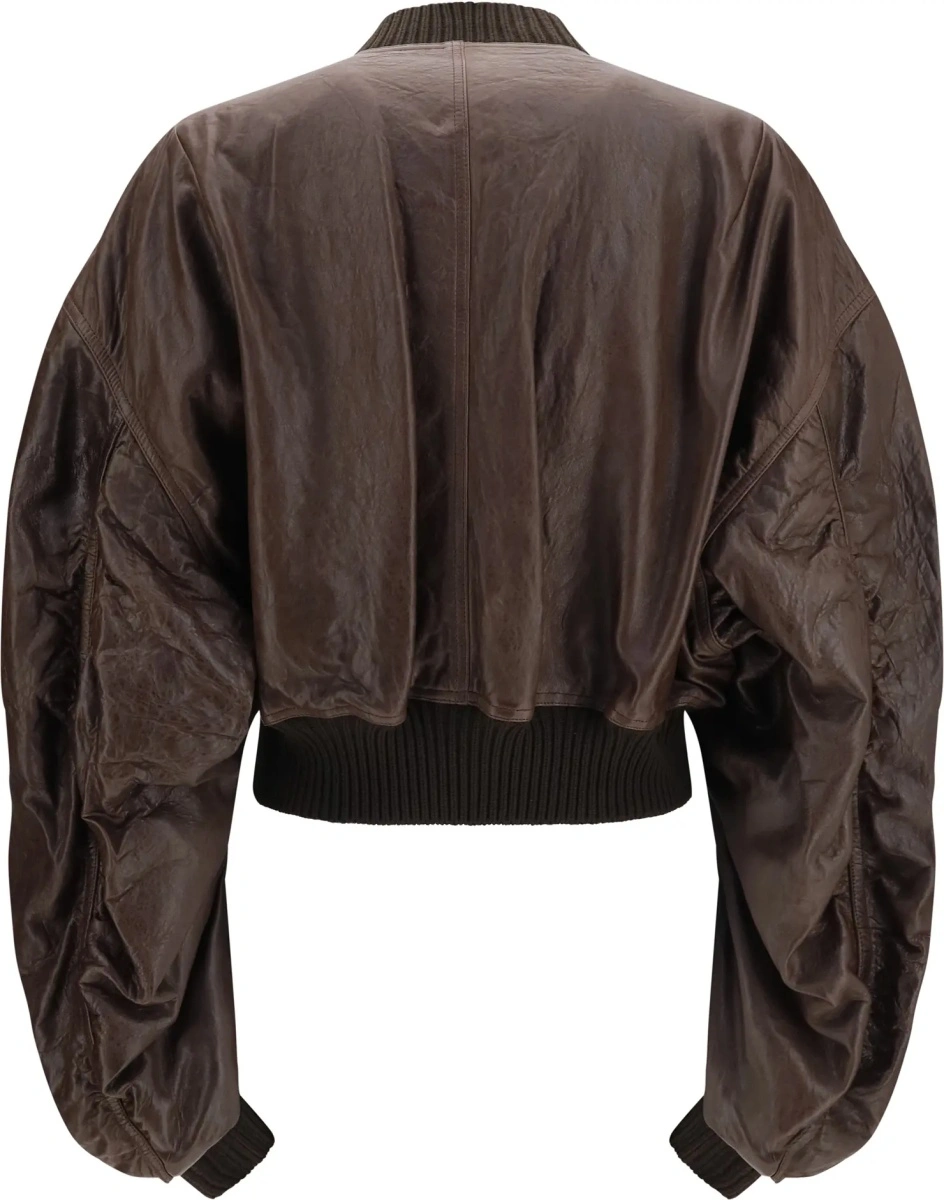 Bomber Cropped leather Bomber Jacket - Img 2