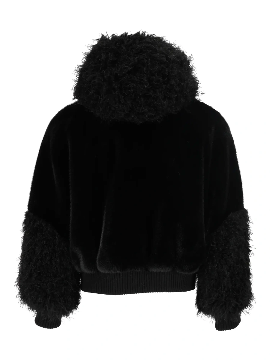 Bomber FAUX REX BOMBER JACKET WITH HOOD AND KNITTED DETAILS - Img 3