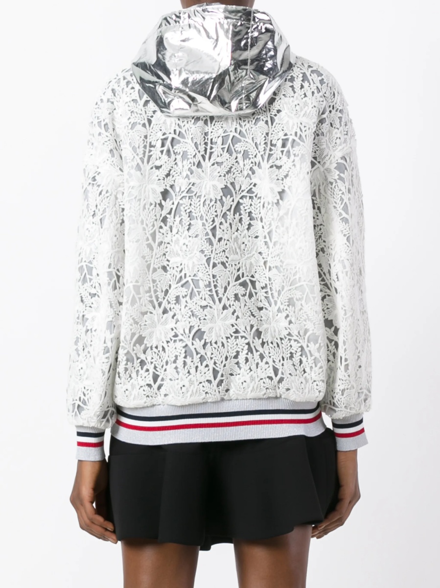Bomber jacket Moncler alba din polyester si bumbac - Img 4