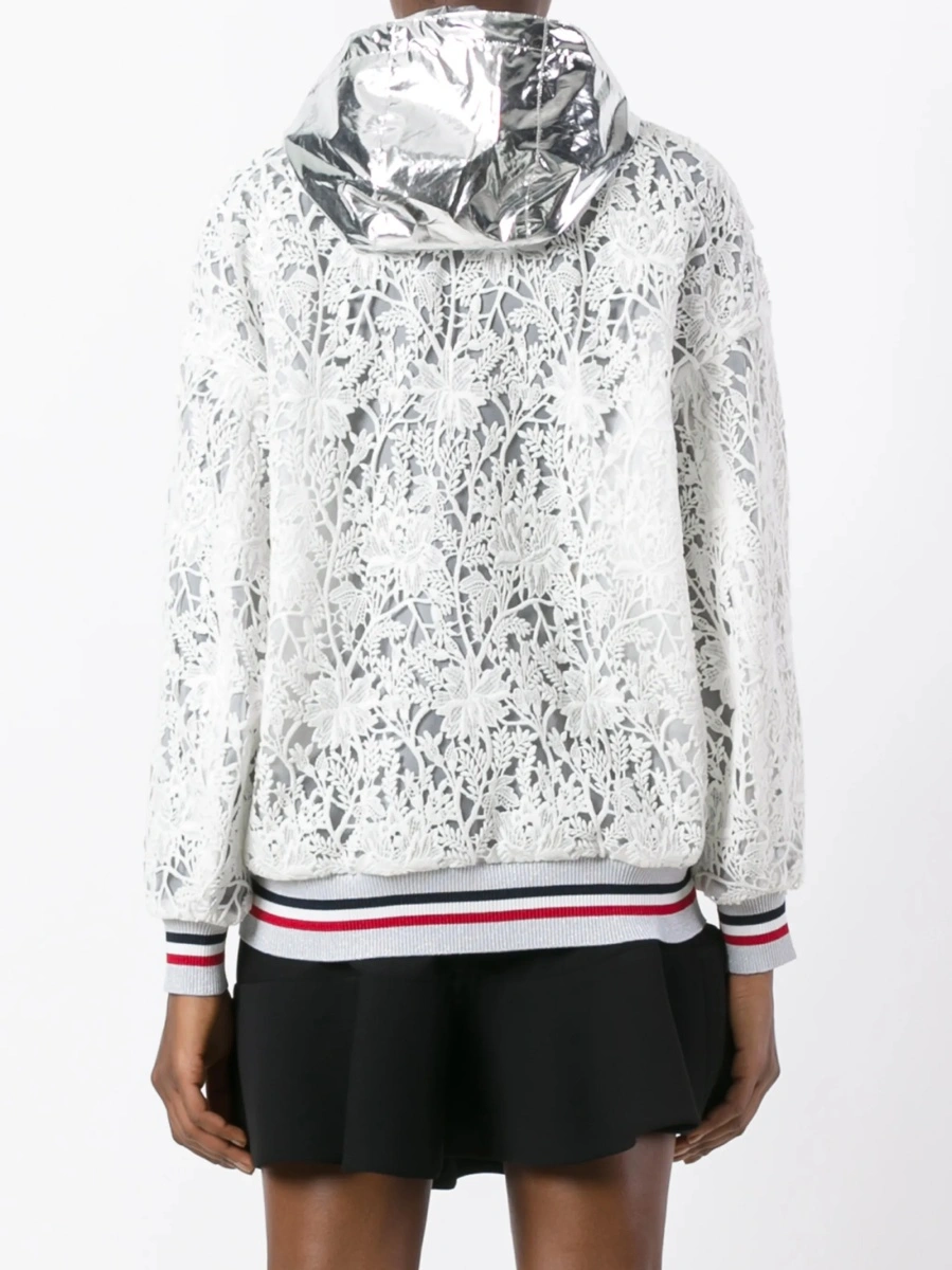 Bomber jacket Moncler alba din polyester si bumbac - Img 4