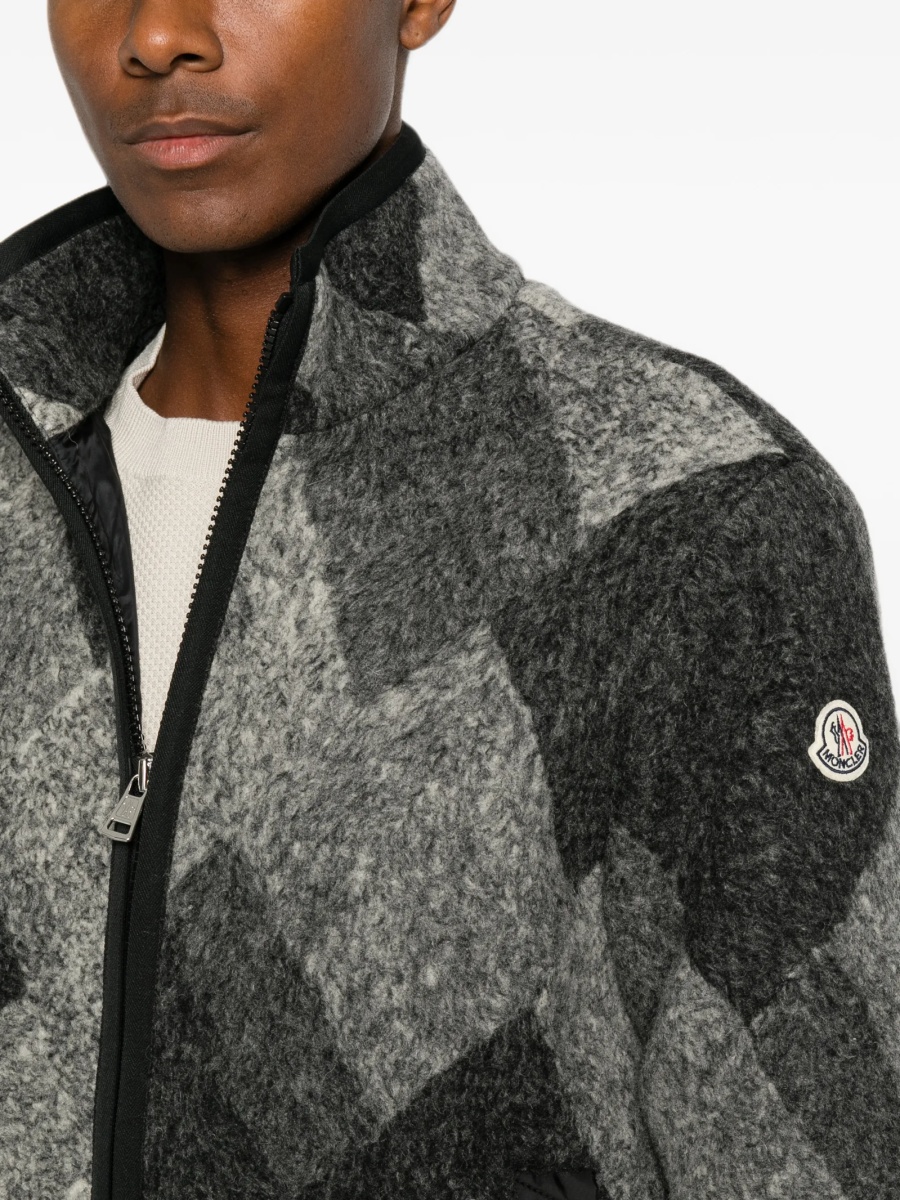 Bomber jacket Moncler gri din polyester si lana - Img 5