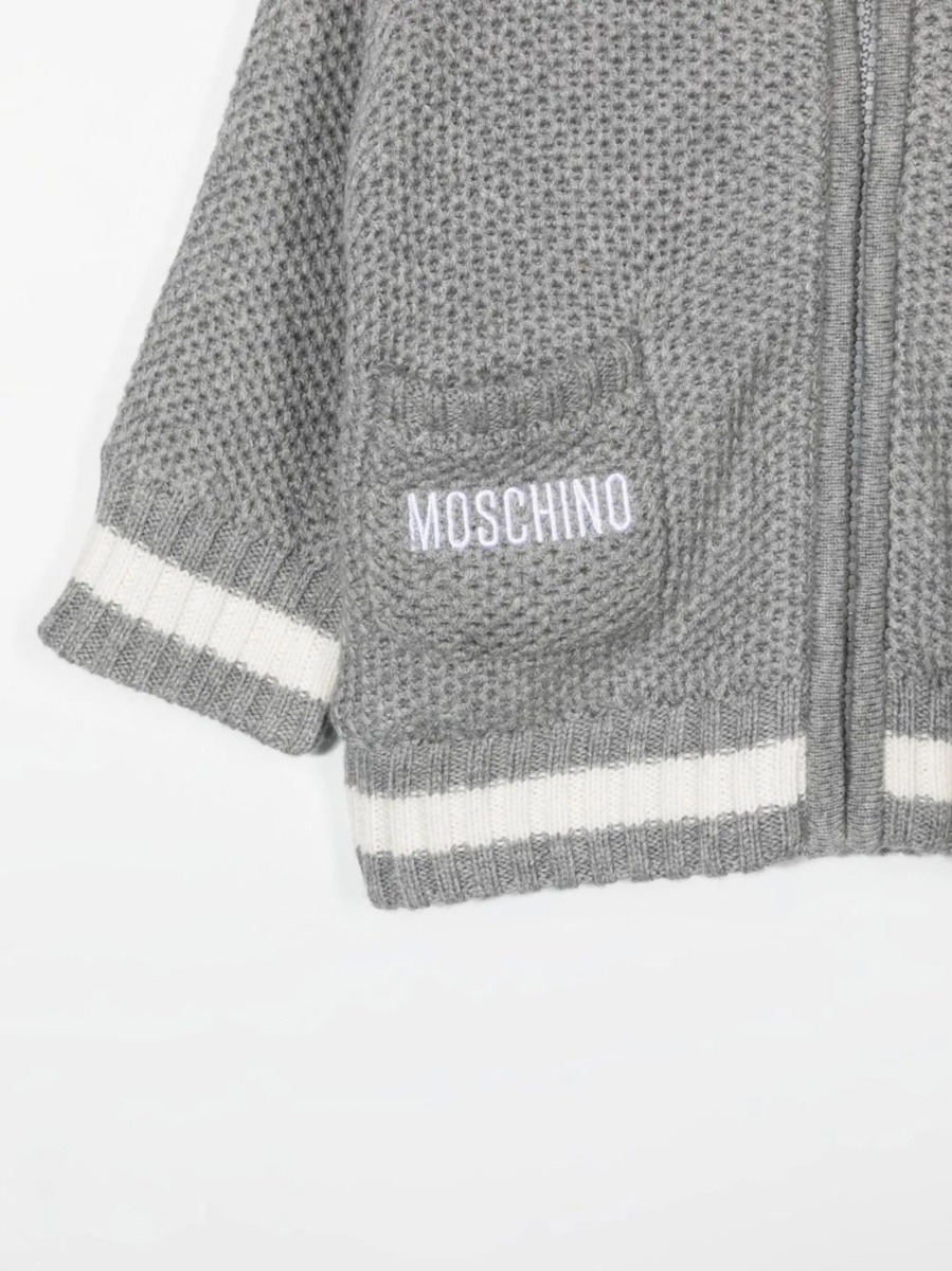 Bomber jacket Moschino gri din lana si bumbac - Img 3