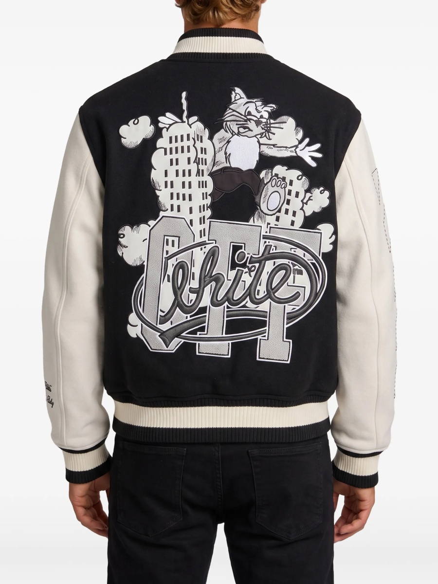 Bomber jacket Off-White neagra din lana si poliamida - Img 3