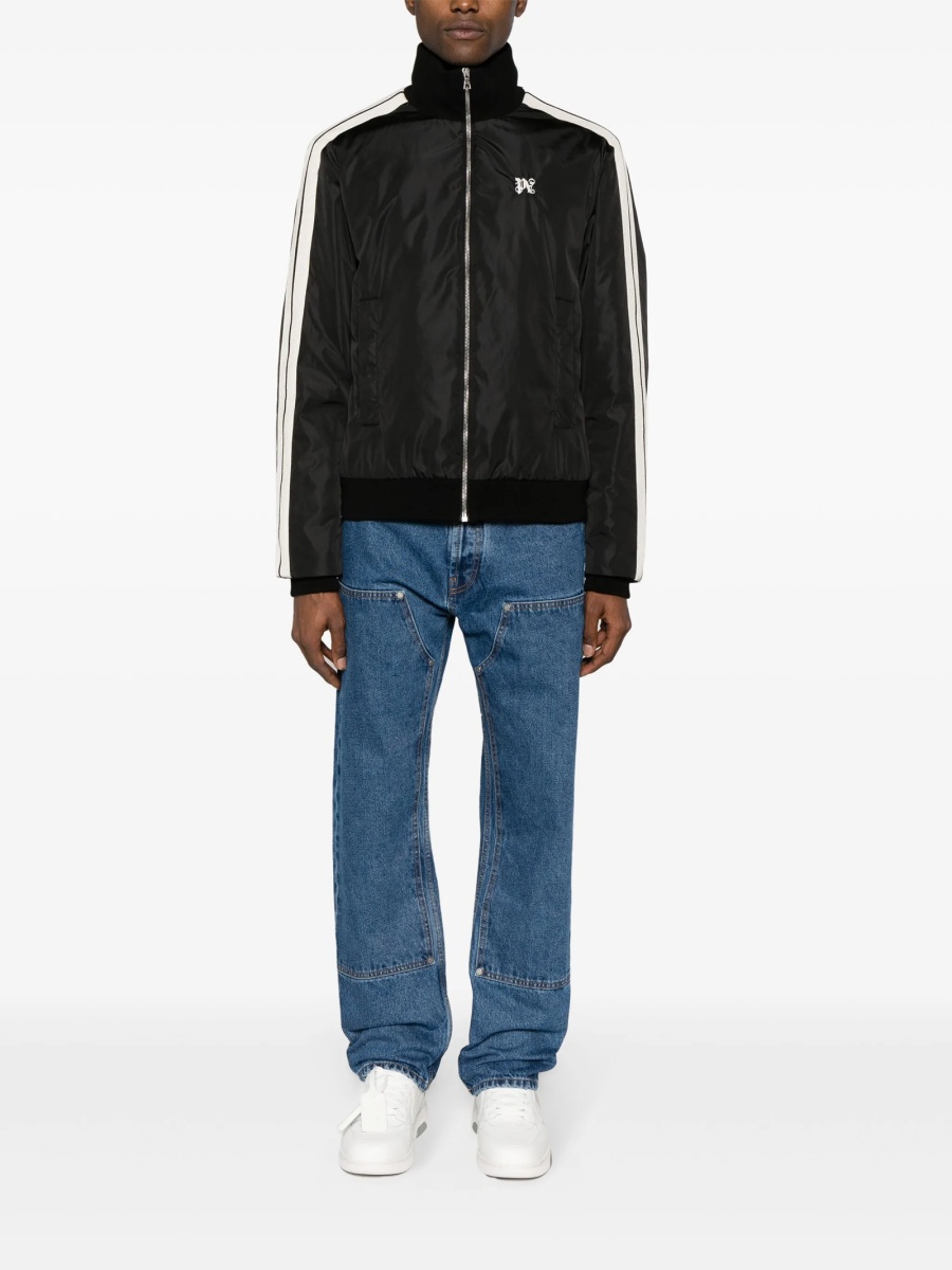 Bomber jacket Palm Angels track neagra din spandex/elastan si bumbac - Img 2