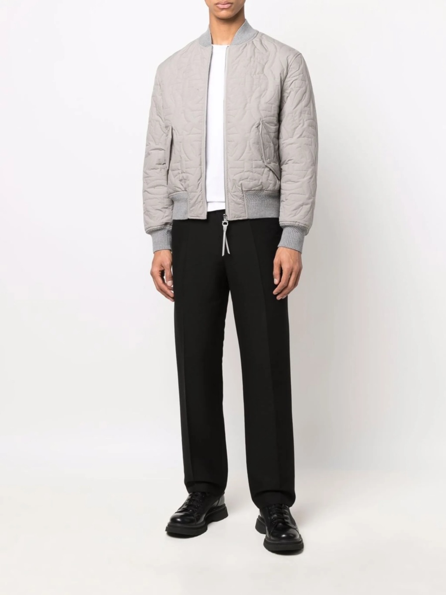 Bomber jacket Salvatore Ferragamo gri din piele si polyester - Img 2